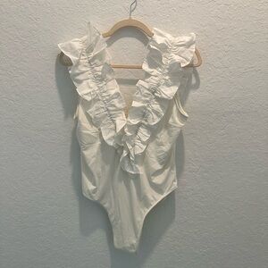 NWOT The WESTSIDE Cream Ruffle Bodysuit